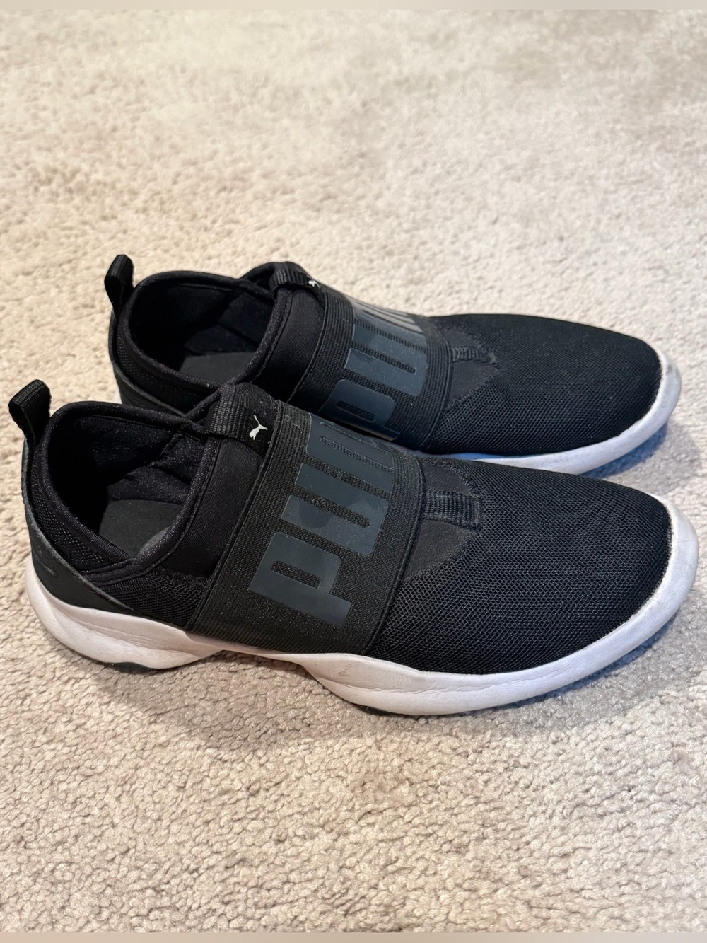 Puma Black Slip-On Athletic Sneakers with White Sole